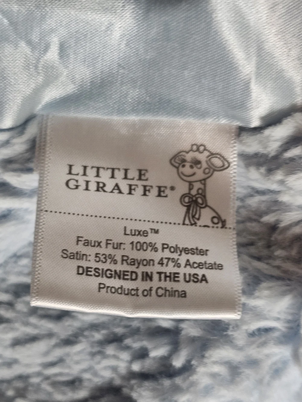 Little Giraffe Cozy Plush Baby Blanket - Light Blue 36 in X 32 in